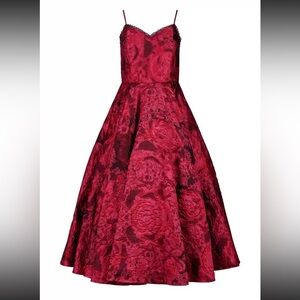 JessaKae Kelly A-line Jacquard Midi Dress - Red